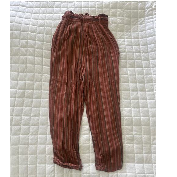 AMERICAN EAGLE Pants Womens Small Short Rust Red Striped Harem Belted Bohemian - Picture 3 of 11